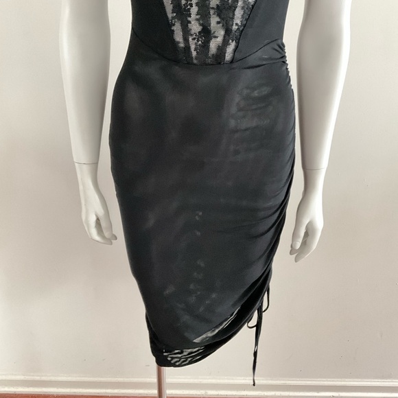 Free People Corset Convertible Mini Maxi Dress Black Lace S - Picture 7 of 11